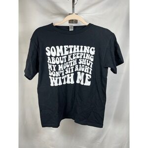 Gildan Heavy Cotton Graphic Tee Black Something About Keeping My Mouth Shut L